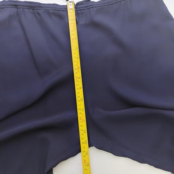 MM by Krizia Silk Wide Leg Pants Women’s Sz 8 Navy Semi Sheer Drawstring Pockets - Picture 8 of 10